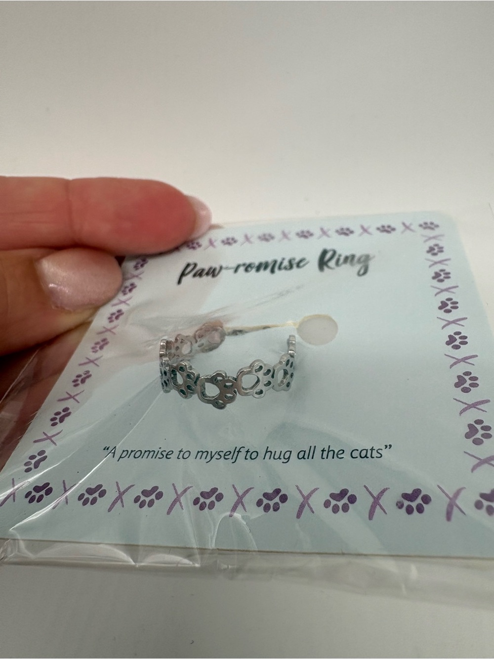 Cat Lady Box Paws Silver Ring New Paw-romise Ring